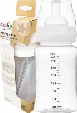 Akuku butelka szeroka antykolkowa smoczek 240ml 0m