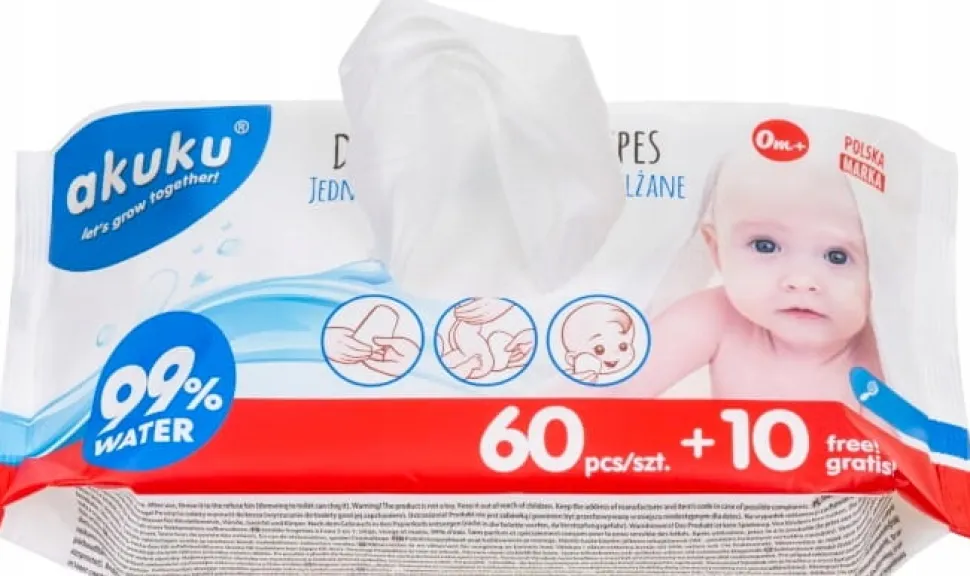 Akuku chusteczki wodne mokre 99% nawilżane wodą 420szt