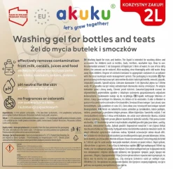 Akuku żel do mycia butelek i smoczków opakowanie uzupełniające płyn 2L