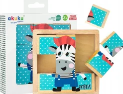 Akuku klocki drewniane edukacyjne 6 wzorów 9el