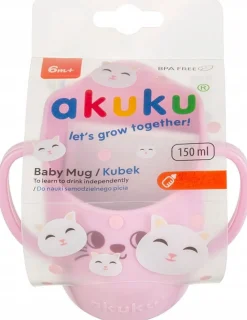 Akuku kubek z uchwytami do nauki samodzielnego picia pochyły 150ml