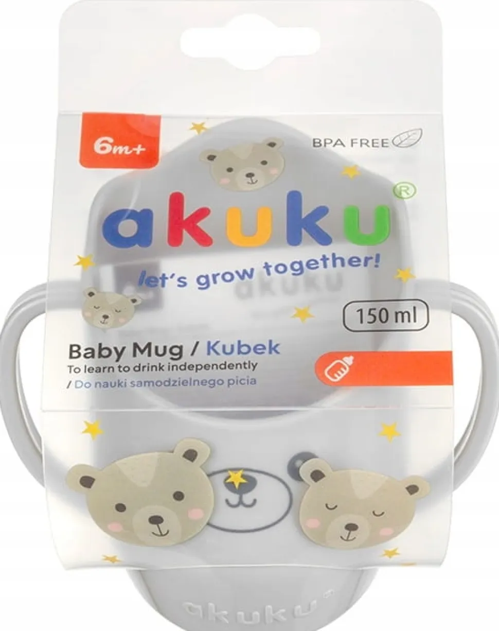 Akuku kubek z uchwytami do nauki samodzielnego picia pochyły 150ml