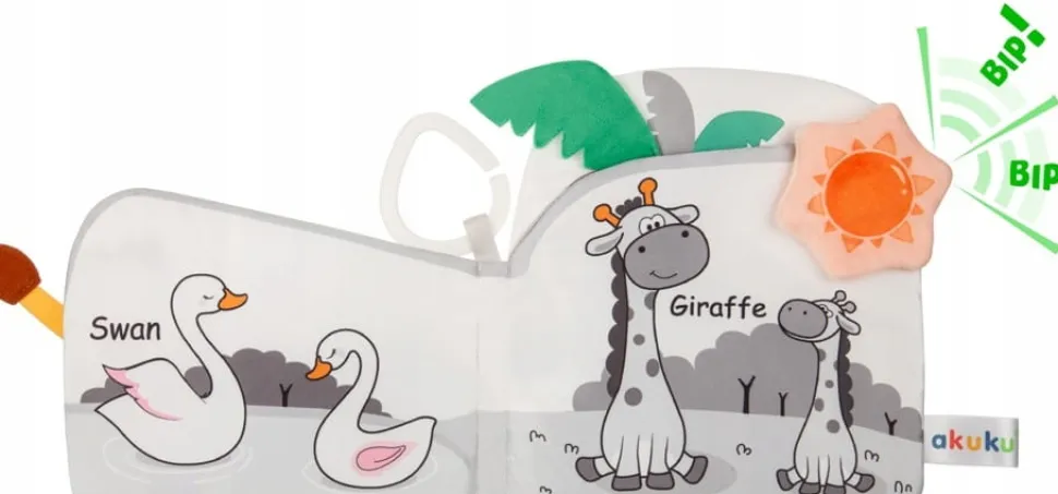 Akuku miękka książeczka sensoryczna edukacyjna dla dzieci zoo