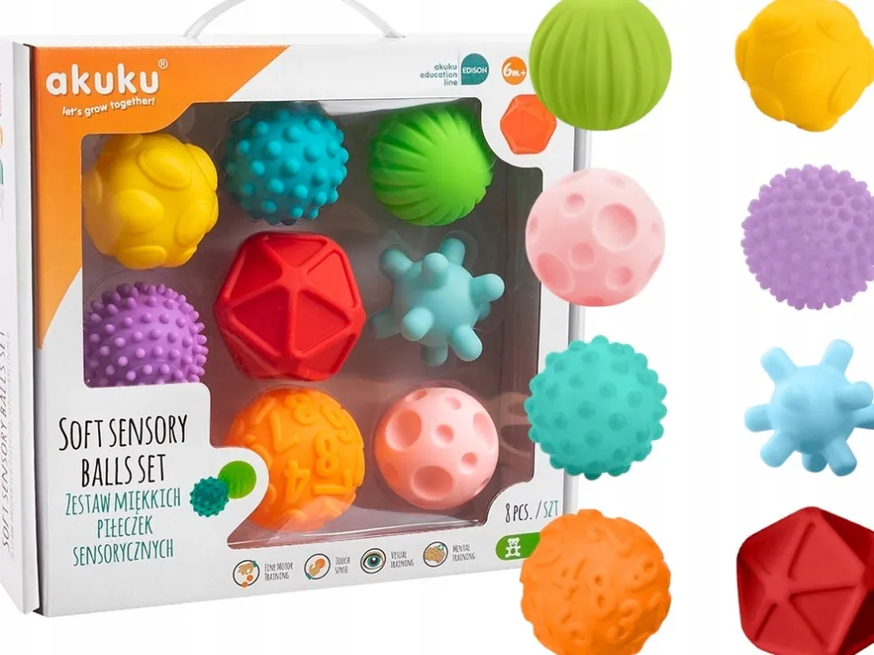 Akuku piłeczki sensoryczne sensory zestaw piłeczek