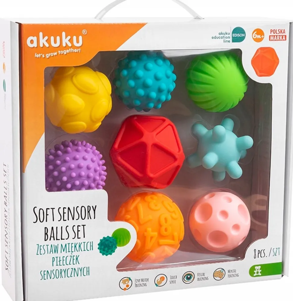 Akuku piłeczki sensoryczne sensory zestaw piłeczek