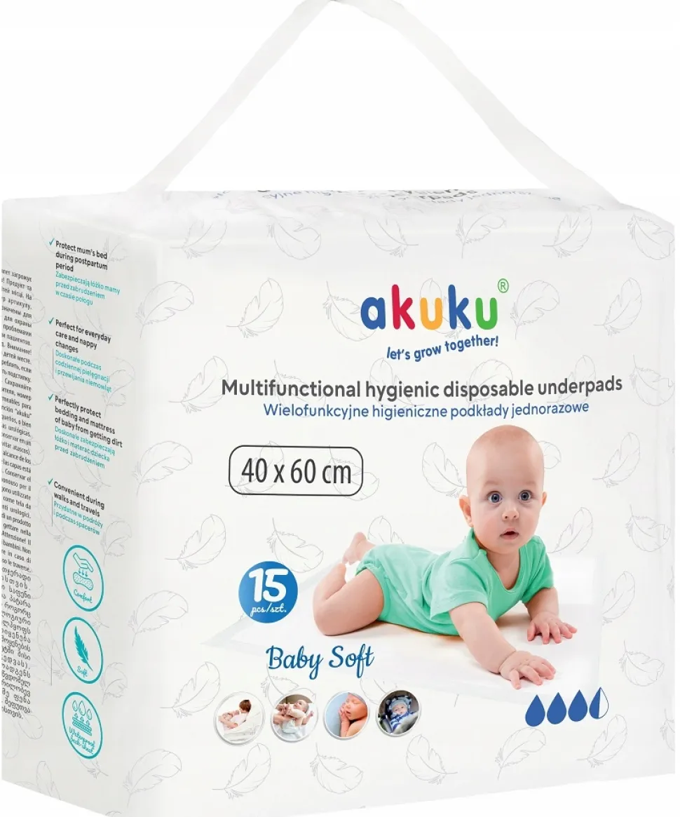 Akuku podkład jednorazowy 40x60 cm do przewijania przewijak 4pak 60szt
