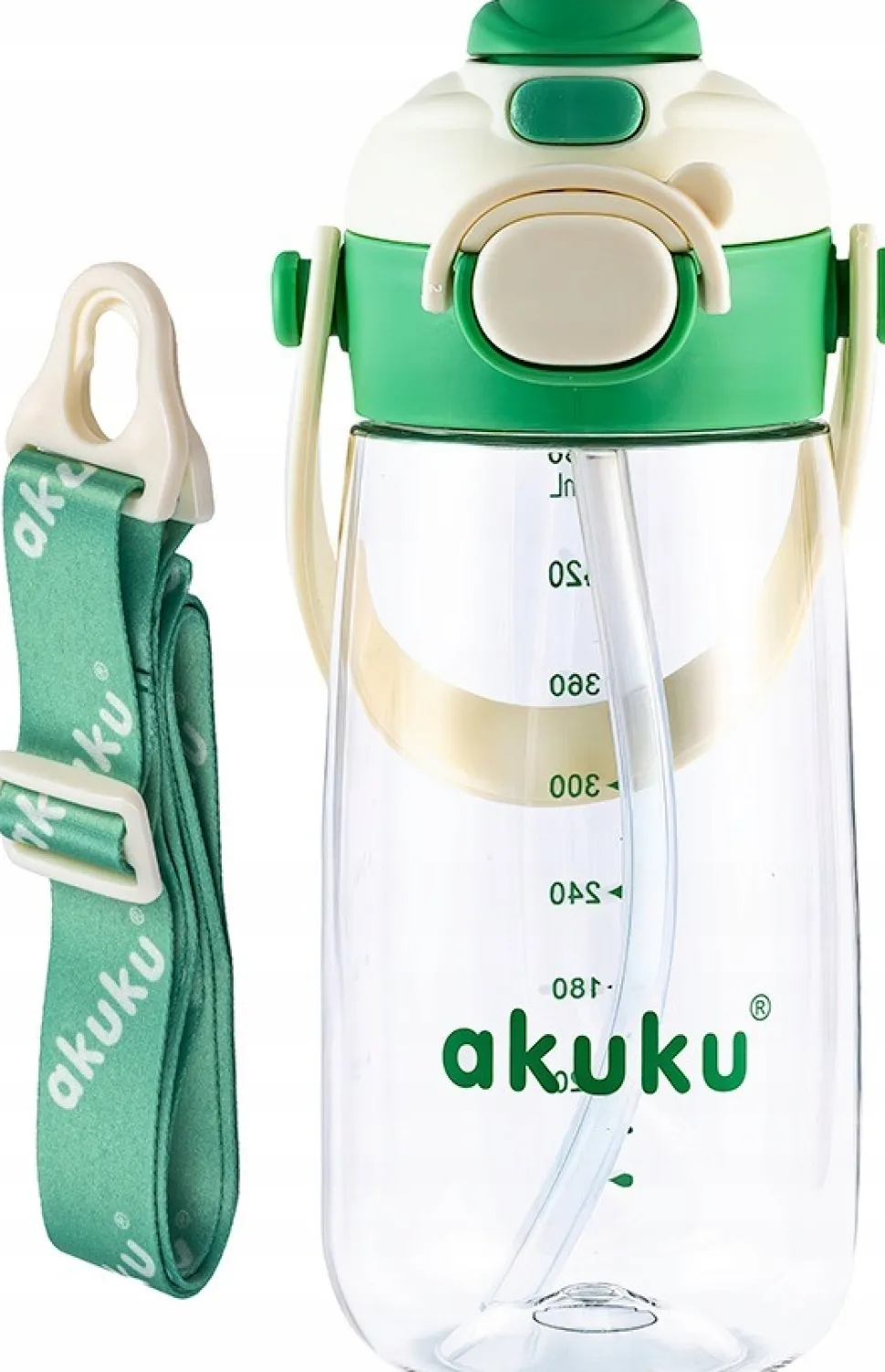 Akuku szkolny bidon tritanowy ze słomką smyczą 480ml butelka do picia