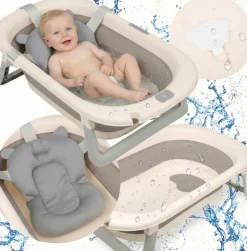 Babymam duża składana wanienka do kąpieli dla dziecka z poduszką