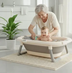 Babymam duża składana wanienka do kąpieli dla dziecka z poduszką