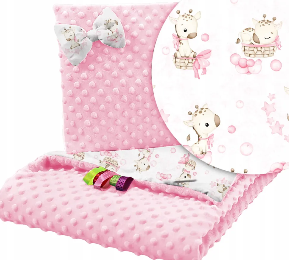 Babymam kocyk minky do wózka poduszka kołderka motylek 3w1
