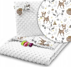 Babymam kocyk minky do wózka poduszka kołderka motylek 3w1