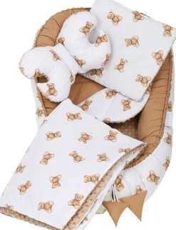Babymam kokon niemowlęcy gniazdo kojec minky 7 el.