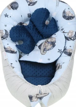 Babymam kokon niemowlęcy gniazdo kojec minky 7 el.