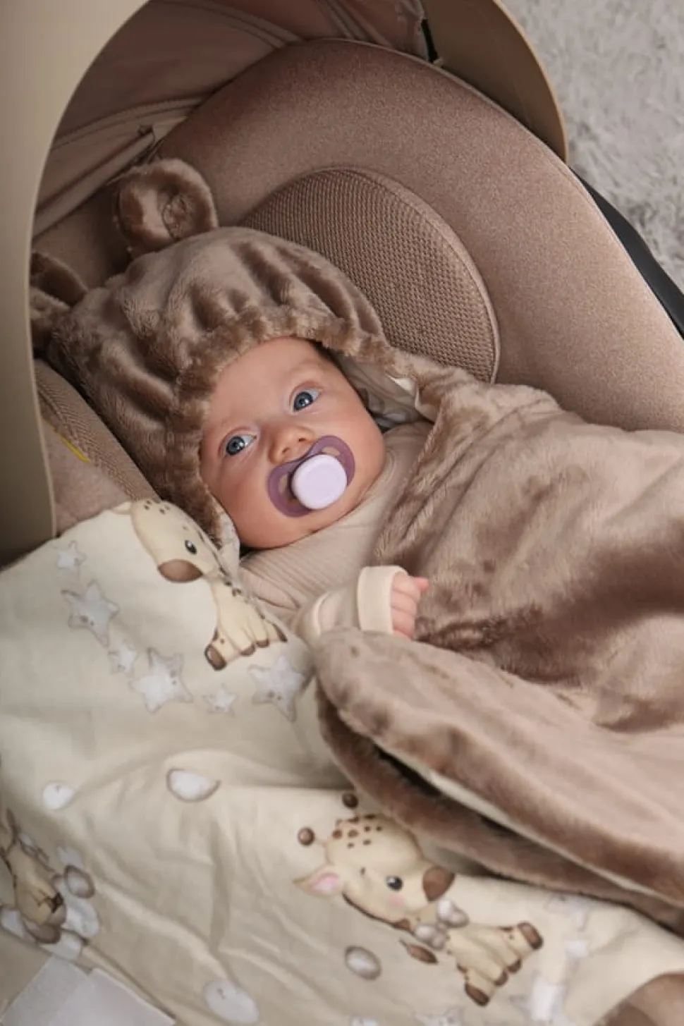 Babymam otulacz do fotelika wózka nosidełka zapinany ciepły bawełna plusz