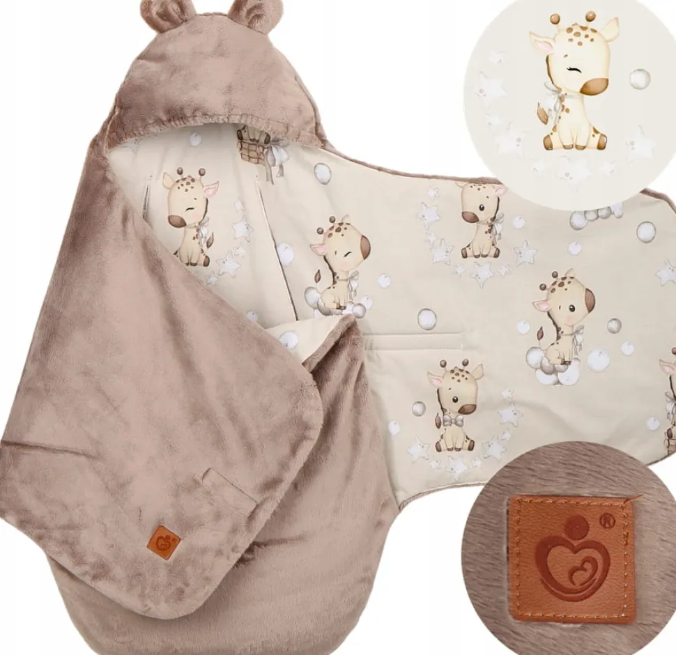 Babymam otulacz do fotelika wózka nosidełka zapinany ciepły bawełna plusz