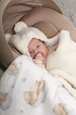 Babymam otulacz do fotelika wózka nosidełka zapinany ciepły bawełna plusz