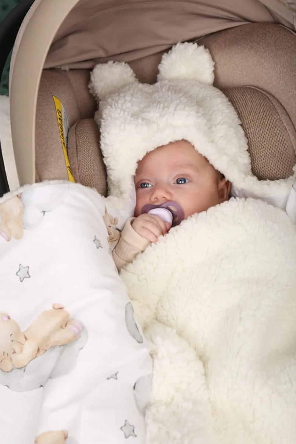 Babymam otulacz do fotelika wózka nosidełka zapinany ciepły bawełna plusz