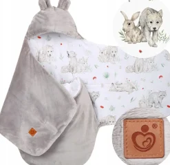 Babymam otulacz do fotelika wózka nosidełka zapinany ciepły bawełna plusz
