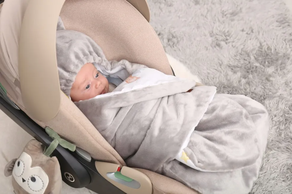 Babymam otulacz do fotelika wózka nosidełka zapinany ciepły bawełna plusz