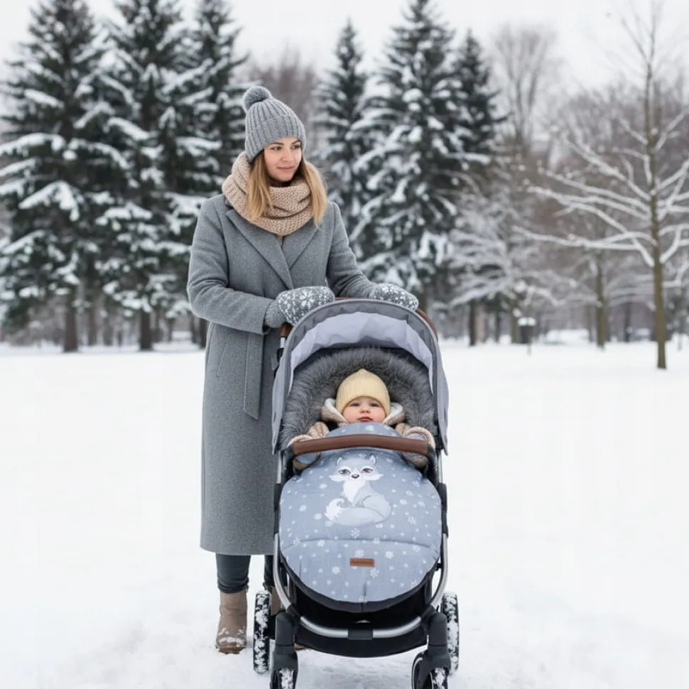 Babymam śpiworek do wózka sanek gondoli wodoodporny ocieplany z futerkiem
