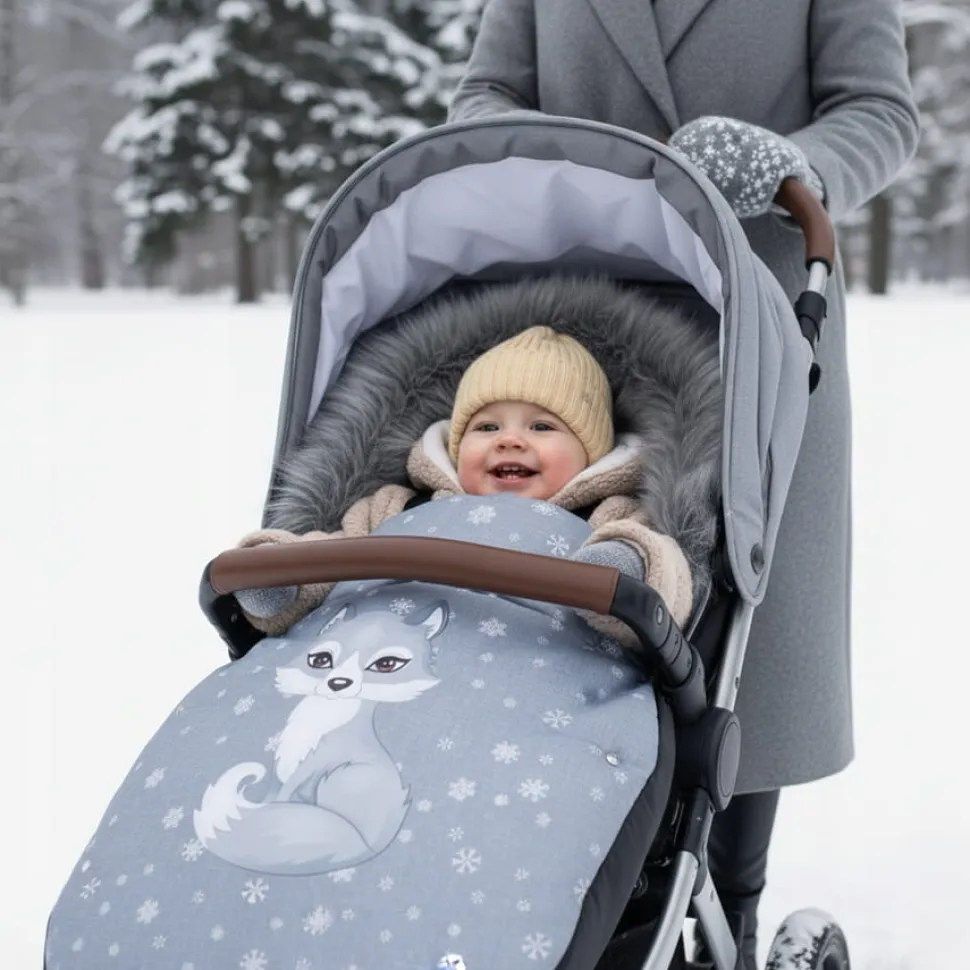 Babymam śpiworek do wózka sanek gondoli wodoodporny ocieplany z futerkiem