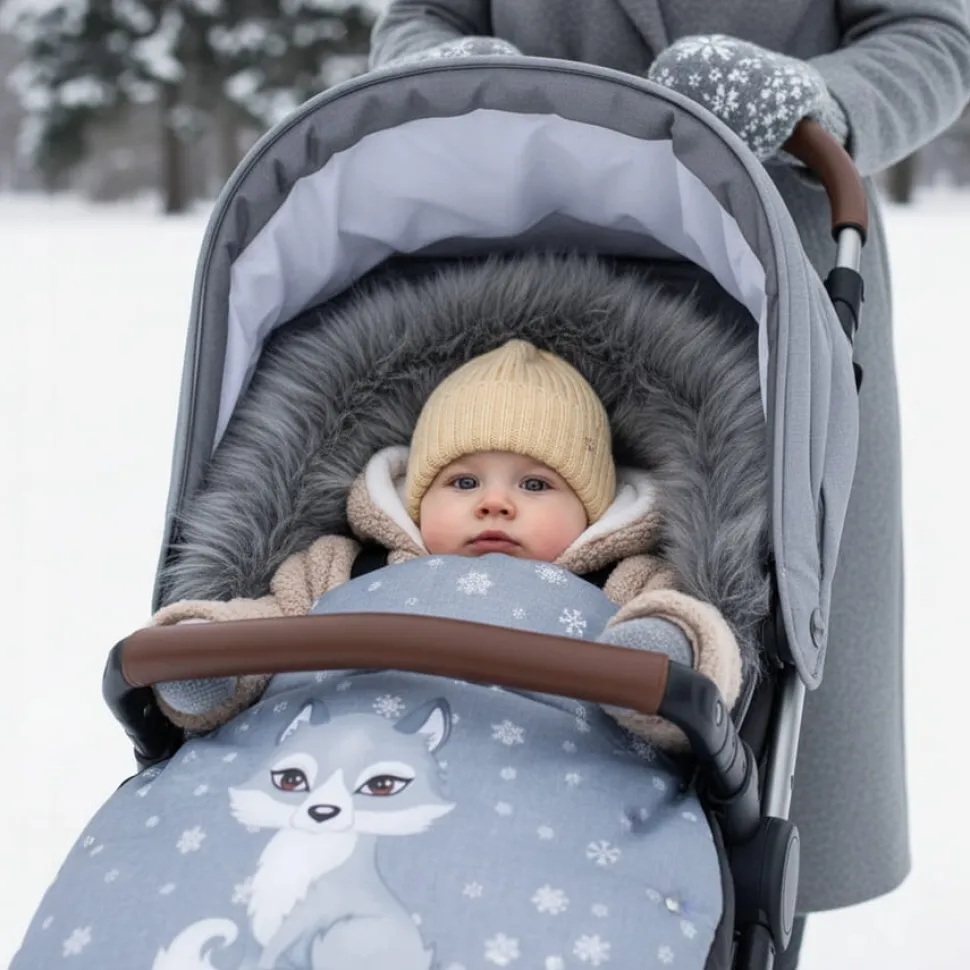 Babymam śpiworek do wózka sanek gondoli wodoodporny ocieplany z futerkiem