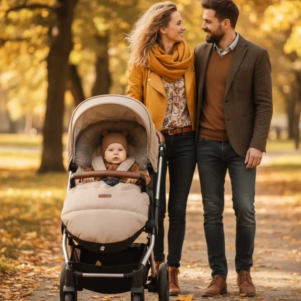 Babymam śpiworek do wózka sanek gondoli wodoodporny ocieplany z futerkiem