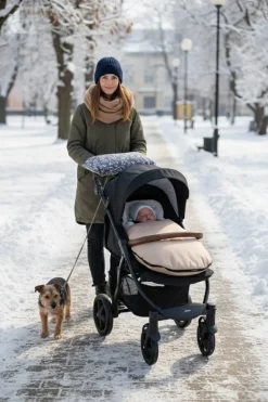 Babymam śpiworek do wózka sanek gondoli z kapturkiem ciepły minky