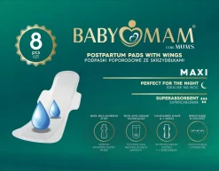 Babymam podpaski poporodowe ze skrzydełkami na noc podkłady 8szt