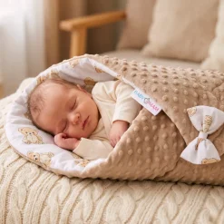 Babymam rożek becik niemowlęcy otulacz minky 80x80