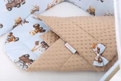 Babymam rożek becik niemowlęcy otulacz minky 80x80