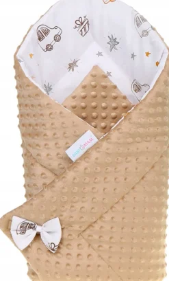 Babymam rożek becik niemowlęcy otulacz minky 80x80