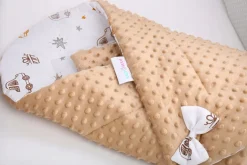 Babymam rożek becik niemowlęcy otulacz minky 80x80
