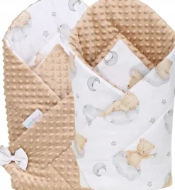 Babymam rożek becik niemowlęcy otulacz minky 80x80