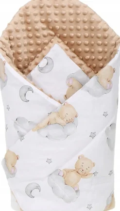 Babymam rożek becik niemowlęcy otulacz minky 80x80