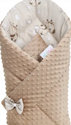 Babymam rożek becik niemowlęcy otulacz minky 80x80