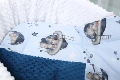 Babymam rożek becik niemowlęcy otulacz minky 80x80