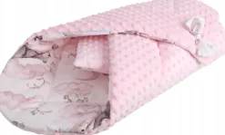 Babymam rożek becik niemowlęcy otulacz minky 80x80