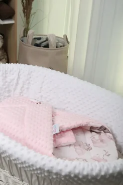 Babymam rożek becik niemowlęcy otulacz minky 80x80