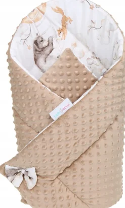 Babymam rożek becik niemowlęcy otulacz minky 80x80