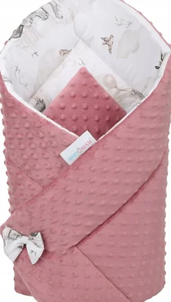 Babymam rożek becik niemowlęcy otulacz minky 80x80