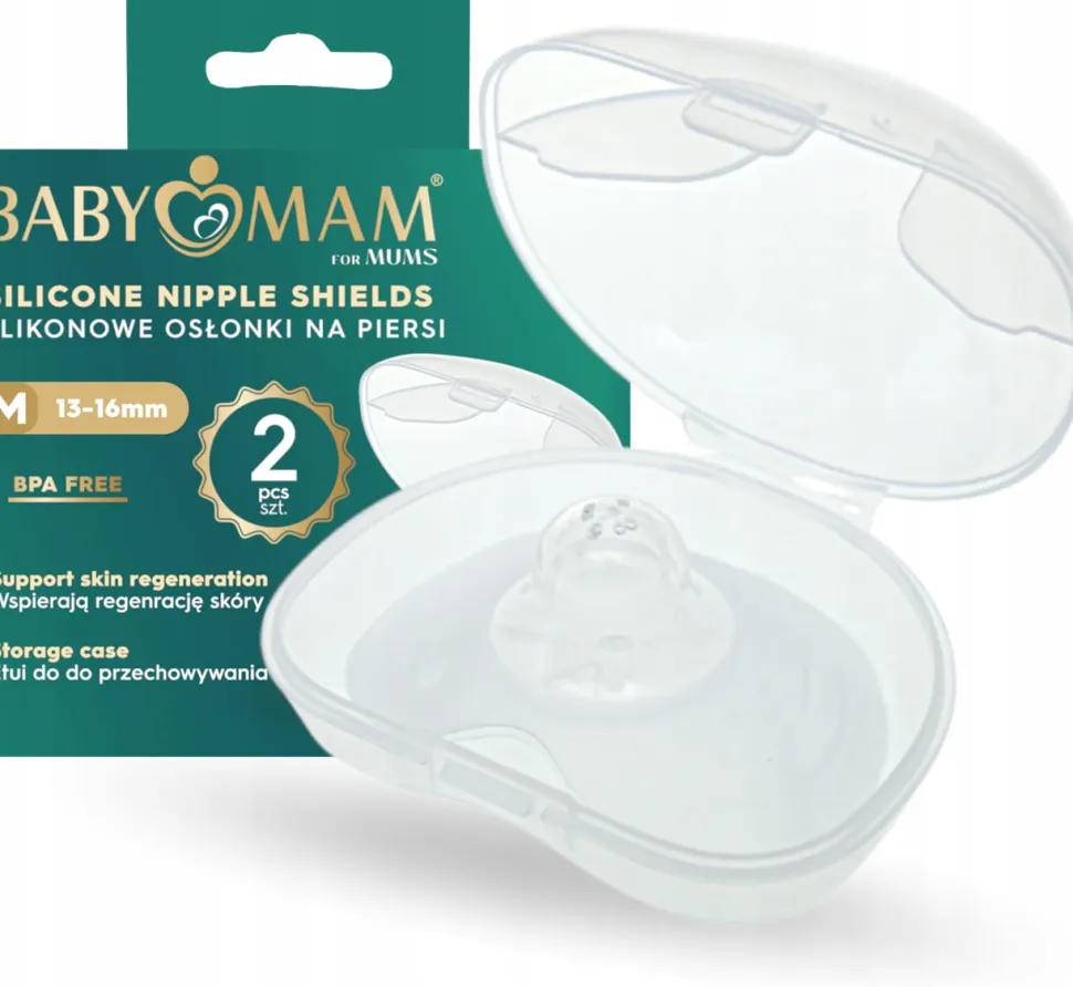 Babymam silikonowe osłonki na piersi sutki + etui premium rozmiar M