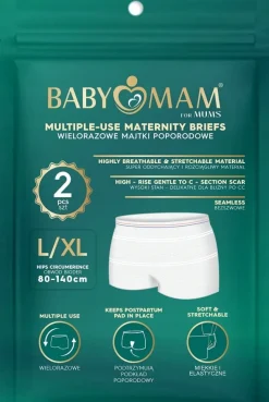 Babymam wielorazowe majtki poporodowe l/xl 2szt siateczkowe x3