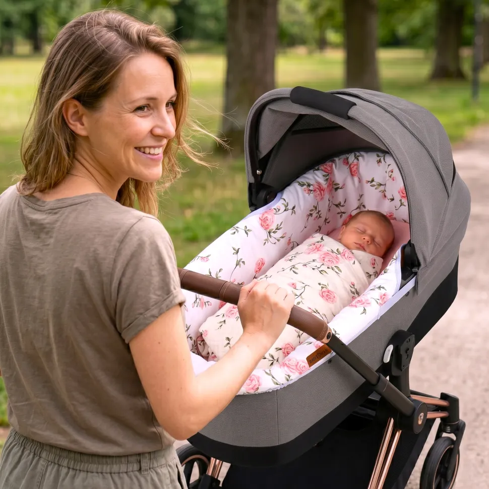 Babymam wkładka do gondoli wózka + prześcieradło