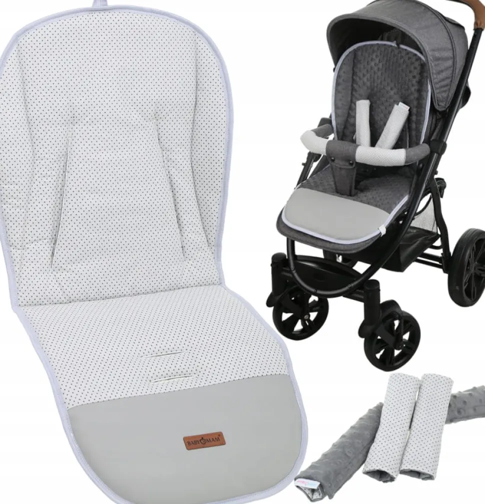 Babymam wkładka do spacerówki + ochraniacz na pasy pałąk uniwersalny zestaw