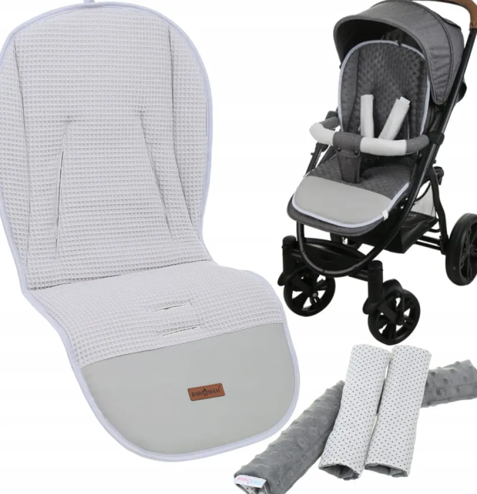 Babymam wkładka do spacerówki + ochraniacz na pasy pałąk uniwersalny zestaw