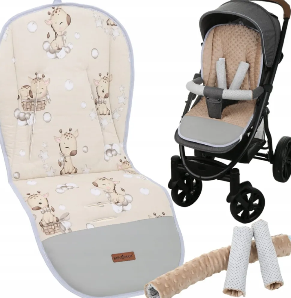 Babymam wkładka do spacerówki + ochraniacz na pasy pałąk uniwersalny zestaw
