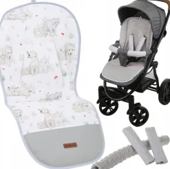 Babymam wkładka do spacerówki + ochraniacz na pasy pałąk uniwersalny zestaw