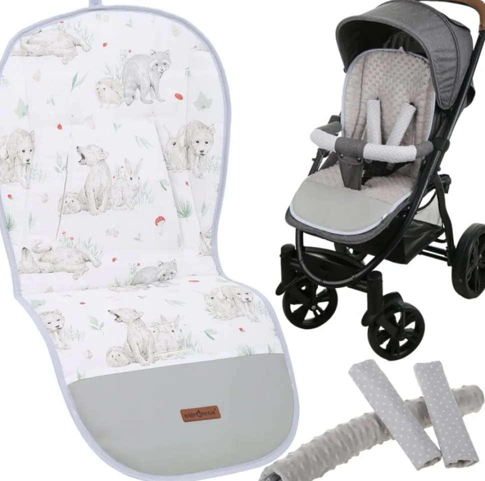 Babymam wkładka do spacerówki + ochraniacz na pasy pałąk uniwersalny zestaw