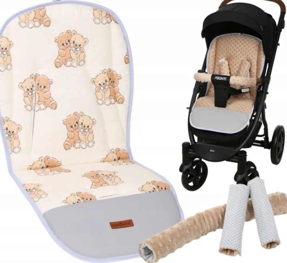 Babymam wkładka do spacerówki + ochraniacz na pasy pałąk uniwersalny zestaw